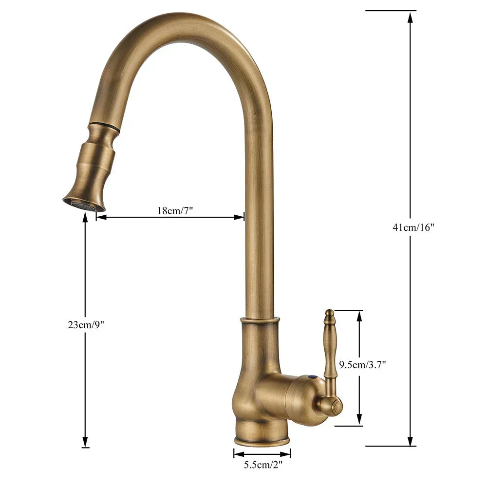 VintageTap Antique Brass Kitchen Faucet with Swivel Spout