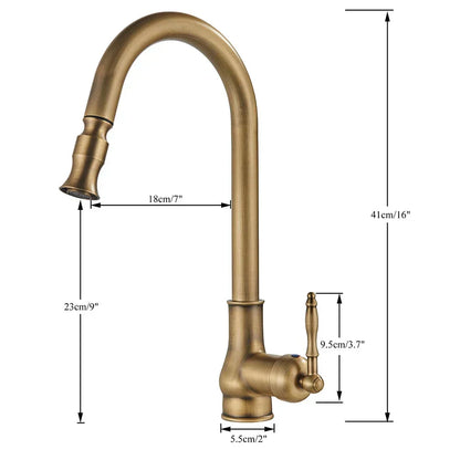 VintageTap Antique Brass Kitchen Faucet with Swivel Spout