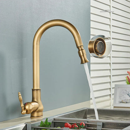 VintageTap Antique Brass Kitchen Faucet with Swivel Spout