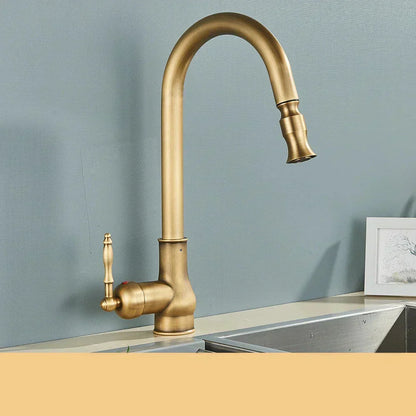 VintageTap Antique Brass Kitchen Faucet with Swivel Spout