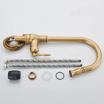 VintageTap Antique Brass Kitchen Faucet with Swivel Spout
