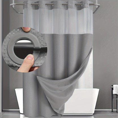 Waffle Shower Curtain Double Layer Geometric Fabric Bathroom Set