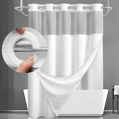 Waffle Shower Curtain Double Layer Geometric Fabric Bathroom Set