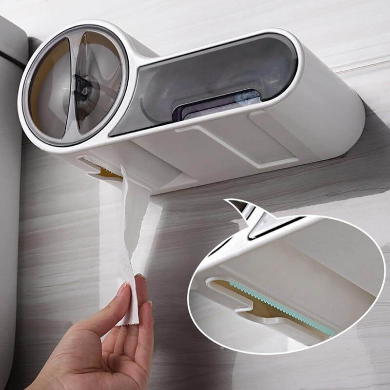 Uchwyt na papier toaletowy montowany na ścianie z nowoczesnym, oszczędzającym miejsce designem