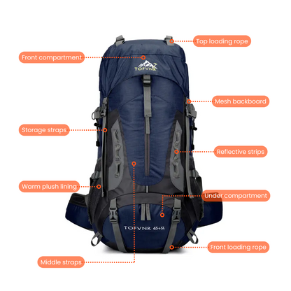 Waterdichte 60L outdoor rugzak – duurzaam en ruim voor wandelen en reizen