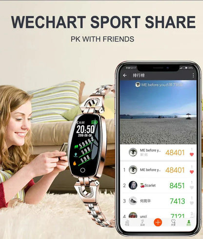 Wasserdichter Fitness-Tracker Smart-Armband mit Herzfrequenz- und Aktivitätsüberwachung für Frauen  