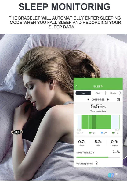 Wasserdichter Fitness-Tracker Smart-Armband mit Herzfrequenz- und Aktivitätsüberwachung für Frauen  