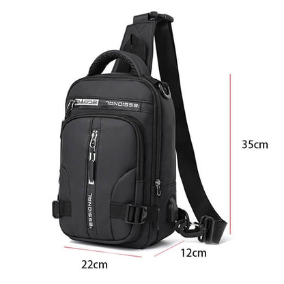 Waterproof Oxford Crossbody Bag Anti Theft Sling with USB Charging
