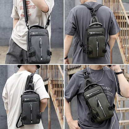 Waterproof Oxford Crossbody Bag Anti Theft Sling with USB Charging
