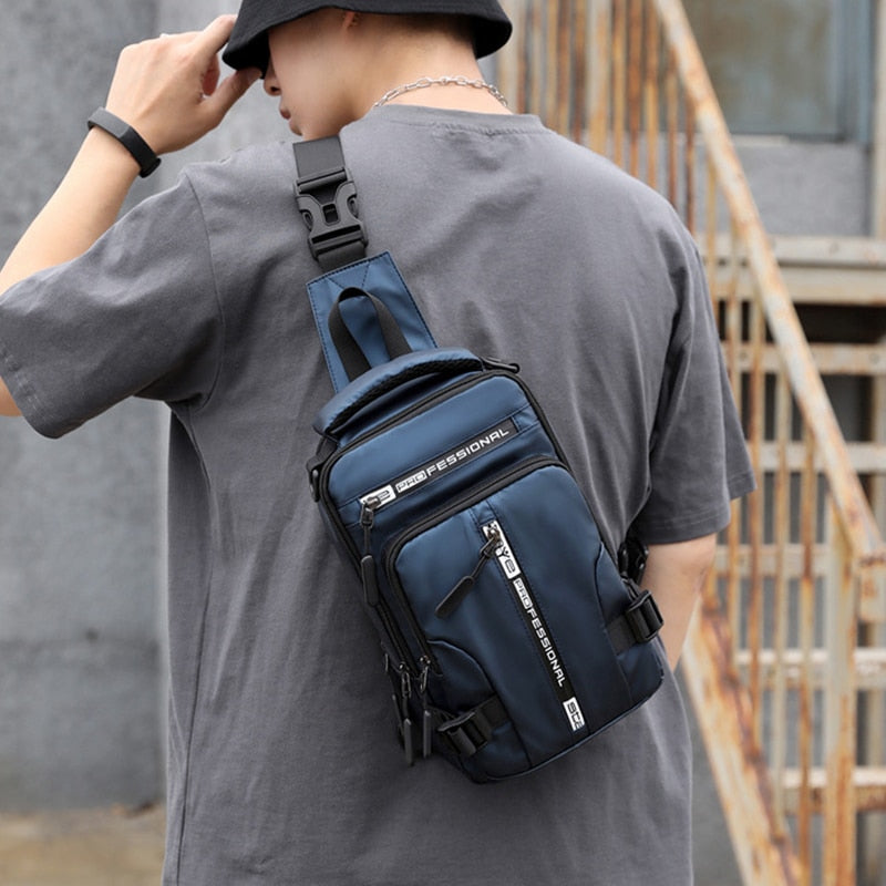 Waterproof Oxford Crossbody Bag Anti Theft Sling with USB Charging