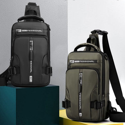 Waterproof Oxford Crossbody Bag Anti Theft Sling with USB Charging