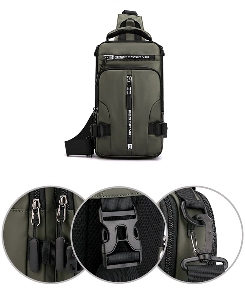 Waterproof Oxford Crossbody Bag Anti Theft Sling with USB Charging