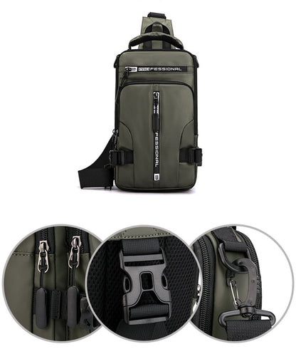 Waterproof Oxford Crossbody Bag Anti Theft Sling with USB Charging
