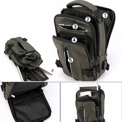 Waterproof Oxford Crossbody Bag Anti Theft Sling with USB Charging