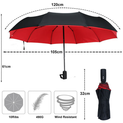 Winddichter Sturm-Regenschirm, kompakt, leicht, mit automatischem Öffnungsmechanismus  