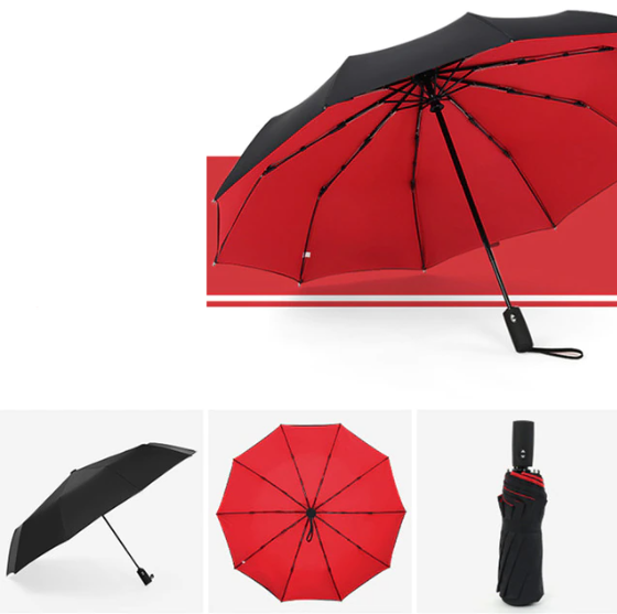 Winddichter Sturm-Regenschirm, kompakt, leicht, mit automatischem Öffnungsmechanismus  