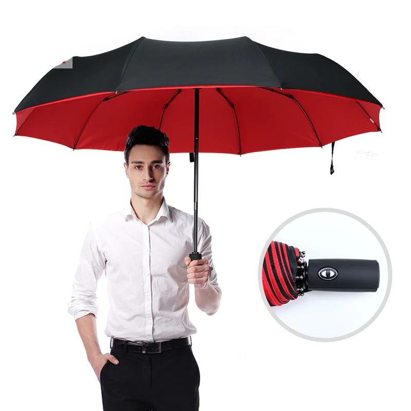 Winddichter Sturm-Regenschirm, kompakt, leicht, mit automatischem Öffnungsmechanismus  