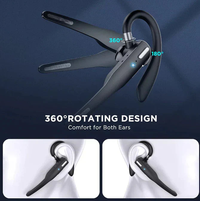 Wireless Bluetooth Headset with Dual Microphone Noise Cancelling and Long Battery Life