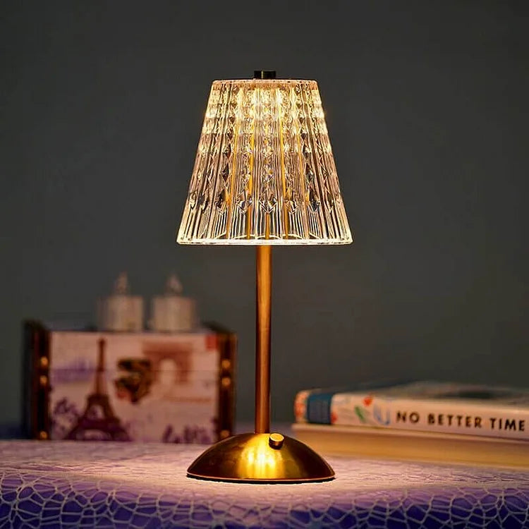 Draadloze tafellamp met kristaldetails en oplaadbare led