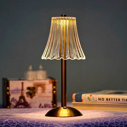 Draadloze tafellamp met kristaldetails en oplaadbare led