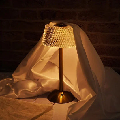 Draadloze tafellamp met kristaldetails en oplaadbare led