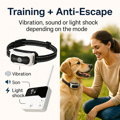 Wireless Dog Fence with Training Collar 2 in 1 Containment System