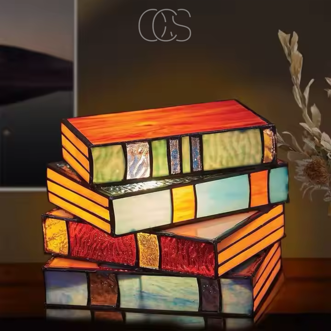 Wireless Mosaic Book Lamp Tiffany Style Decorative Table Light