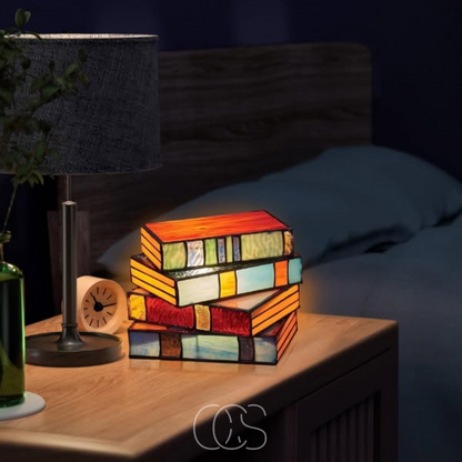 Wireless Mosaic Book Lamp Tiffany Style Decorative Table Light
