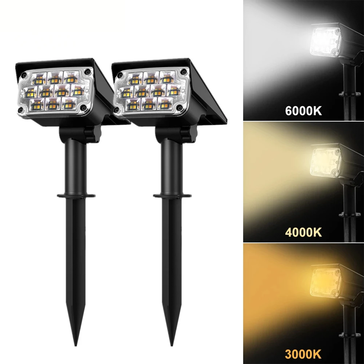 Wireless Solar LED Garden Spotlight with Automatic On/Off Function