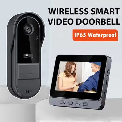 Wireless Video Doorbell with Intercom and 4.3 Inch Display