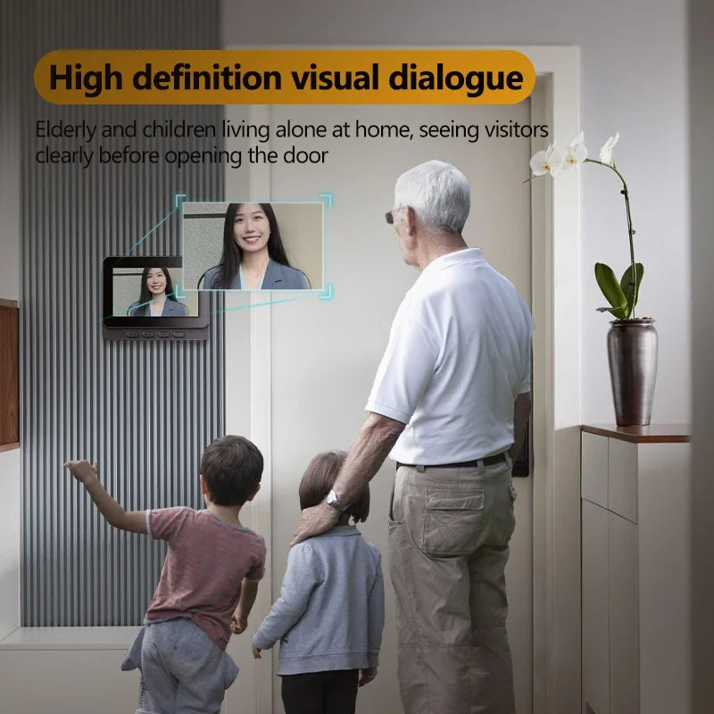 Wireless Video Doorbell with Intercom and 4.3 Inch Display