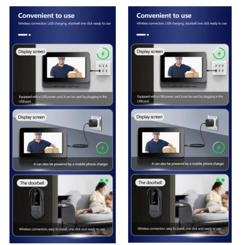 Wireless Video Doorbell with Intercom and 4.3 Inch Display