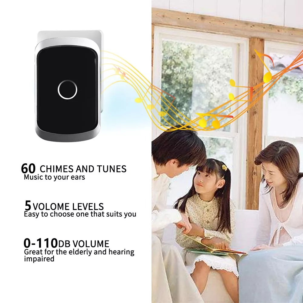 Wireless Waterproof Doorbell – LED Flash & Adjustable Chimes
