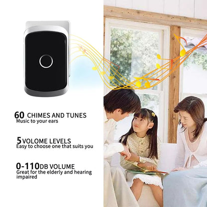 Wireless Waterproof Doorbell – LED Flash & Adjustable Chimes