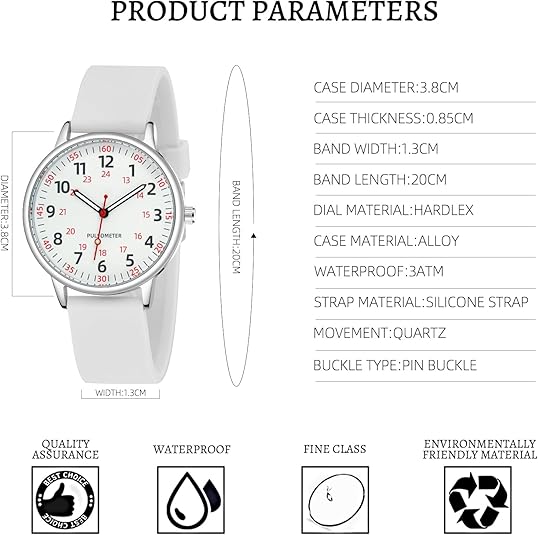 Women’s Clip On Fob Watch Silicone Waterproof Design