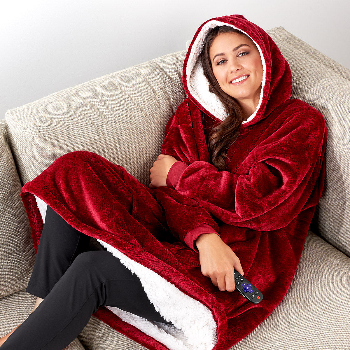 Oversized tæppe-hoodie til kvinder med lange ærmer, loungeomslag