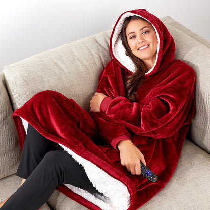 Oversized tæppe-hoodie til kvinder med lange ærmer, loungeomslag