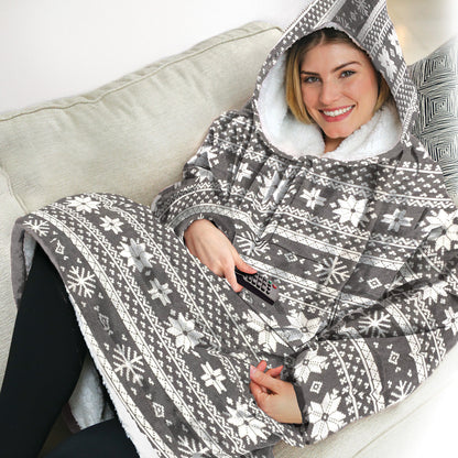Oversized tæppe-hoodie til kvinder med lange ærmer, loungeomslag