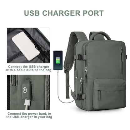 Women’s Waterproof Travel Backpack Large Capacity Anti Theft USB Charging Rucksack