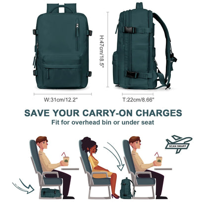 Women’s Waterproof Travel Backpack Large Capacity Anti Theft USB Charging Rucksack