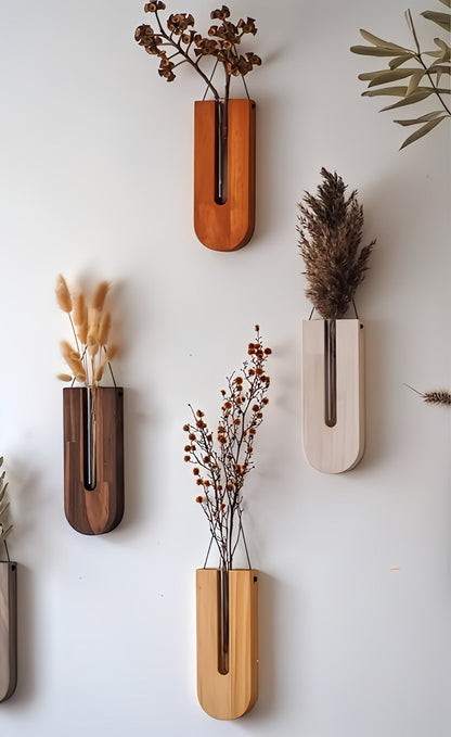 WoodFlora Rustic Wooden Wall Plant Holder Set