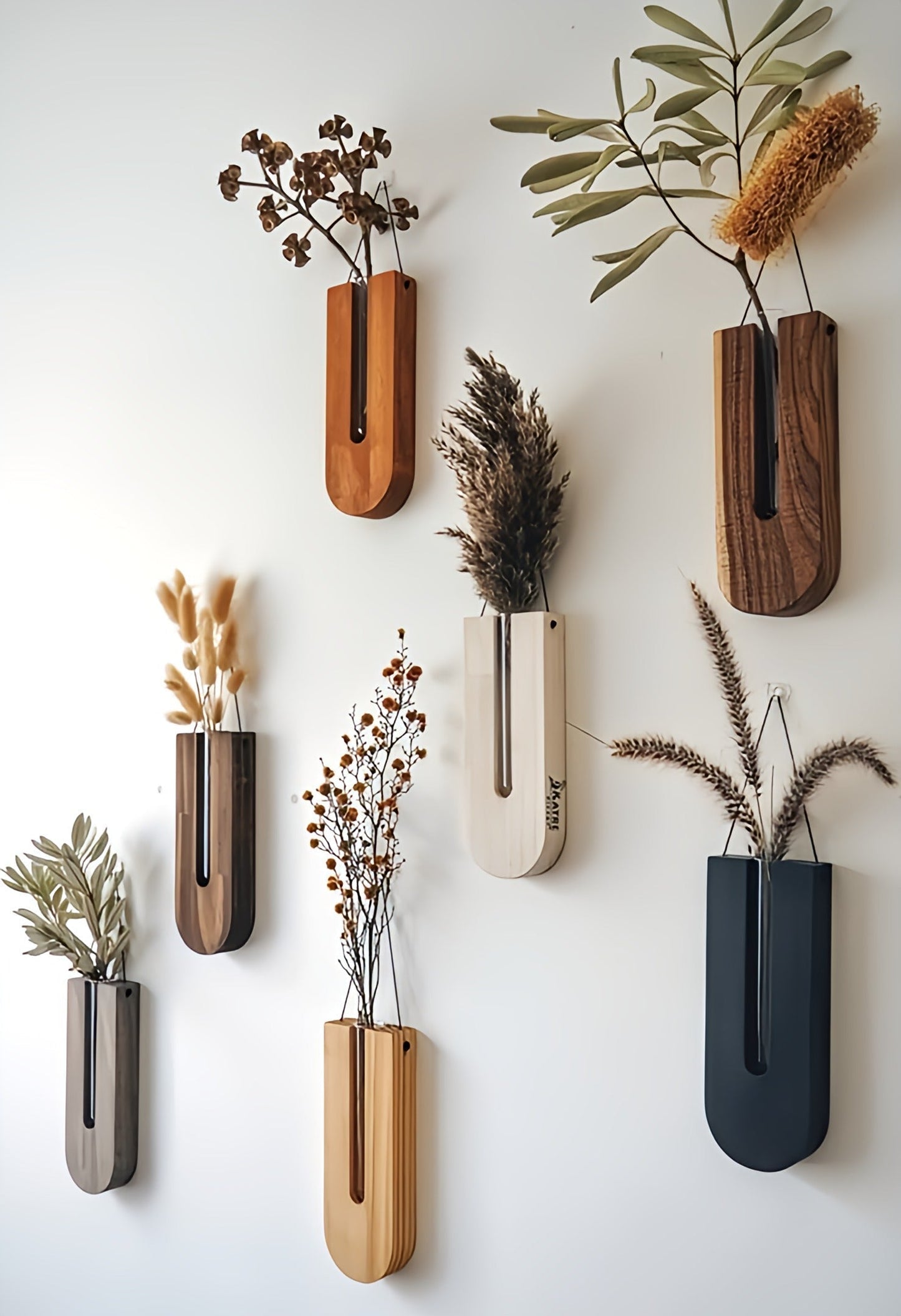 WoodFlora Rustic Wooden Wall Plant Holder Set