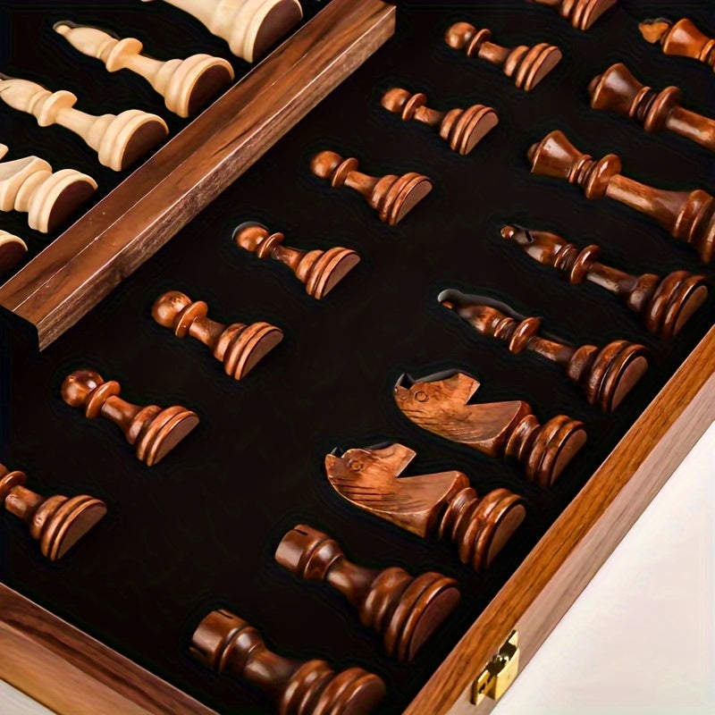 Wooden Chess Set with Solid Wood Pieces for Classic and Competitive Play