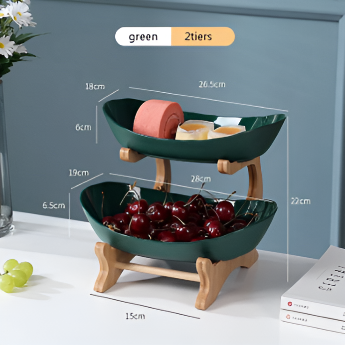 Wooden Tiered Fruit Bowl Multi Layer Display Stand