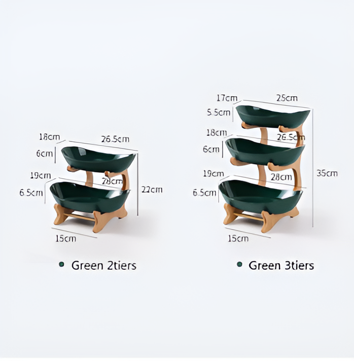 Wooden Tiered Fruit Bowl Multi Layer Display Stand
