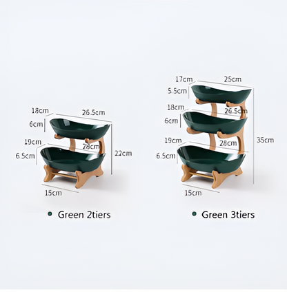 Wooden Tiered Fruit Bowl Multi Layer Display Stand