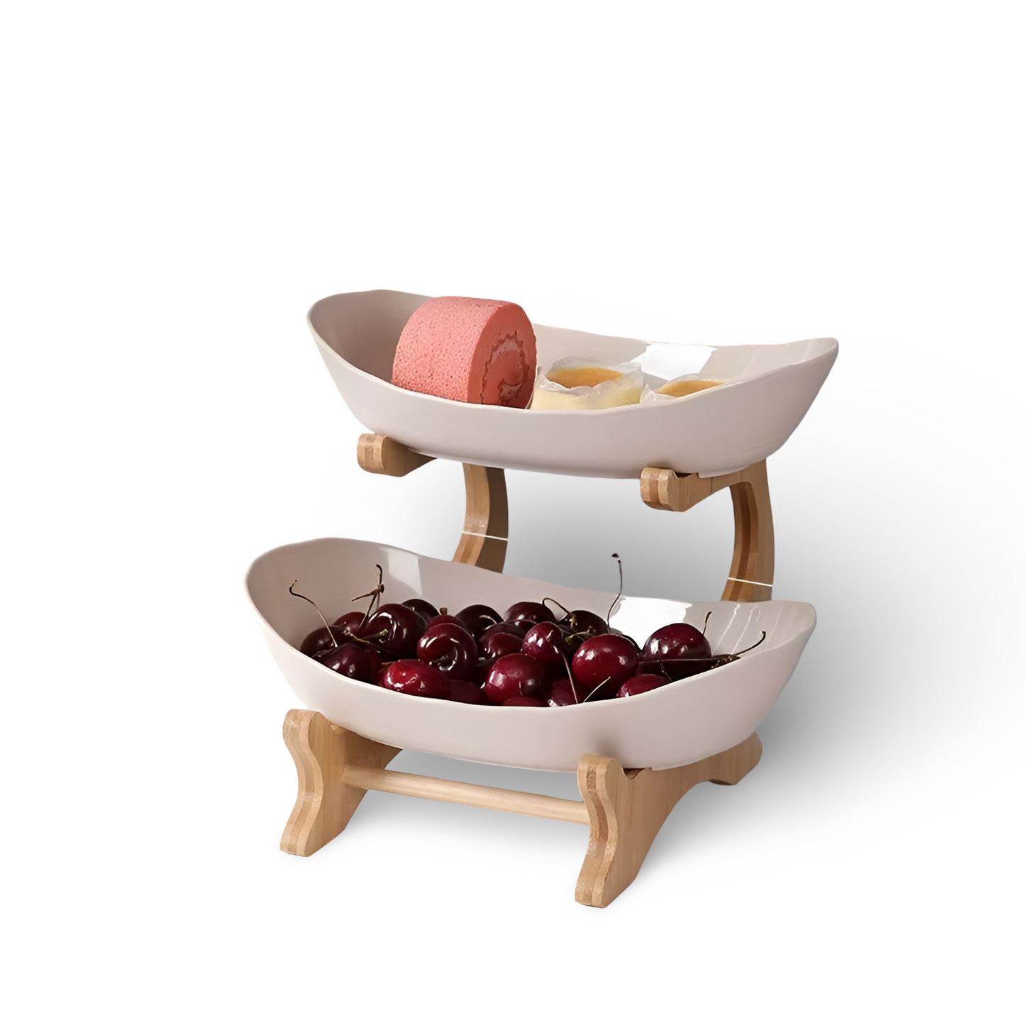 Wooden Tiered Fruit Bowl Multi Layer Display Stand