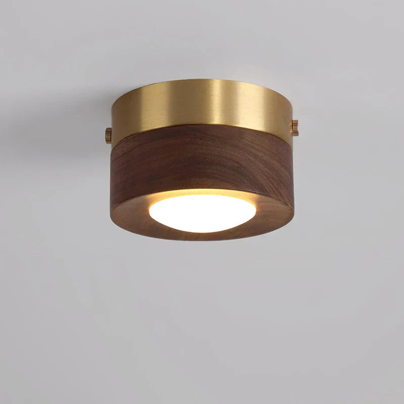WoodenGlow Walnut LED Ceiling Light Modern Wooden Spotlight