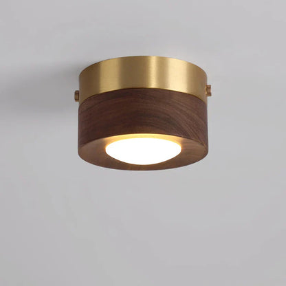 WoodenGlow Walnut LED Ceiling Light Modern Wooden Spotlight