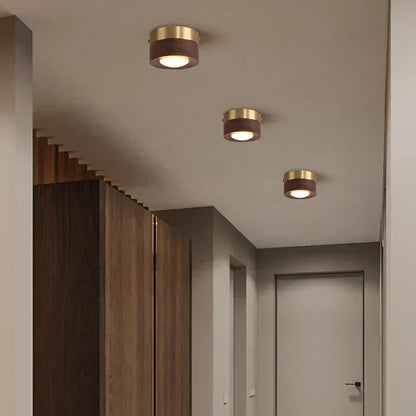 WoodenGlow Walnut LED Ceiling Light Modern Wooden Spotlight